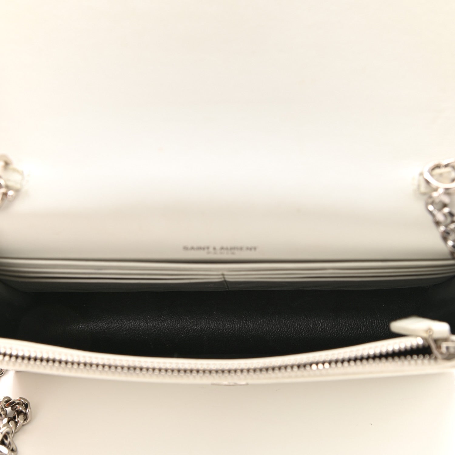 Saint Laurent Calfskin Crocodile Embossed Kate Monogram Tassel Chain Wallet Crema Soft 5 of 13