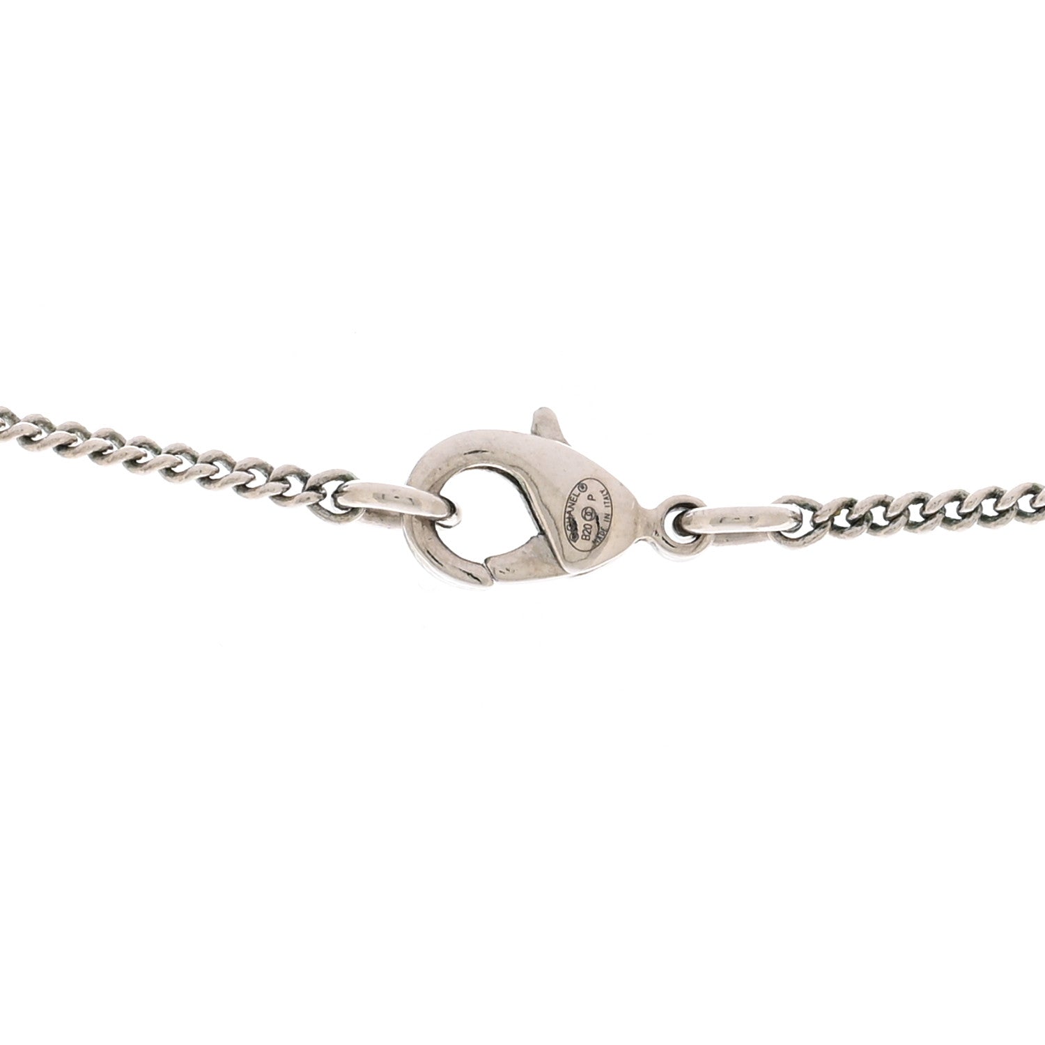 Chanel Crystal CC Star Pearl Drop Necklace Silver 5 of 5