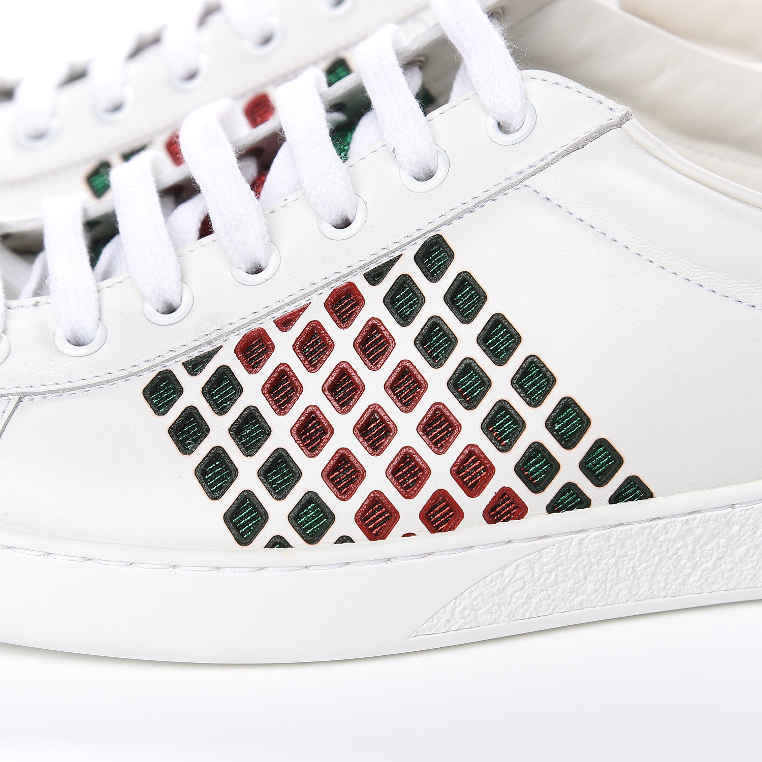 Gucci Calfskin Mens Ace Sneakers 10.5 White Green 9 of 11