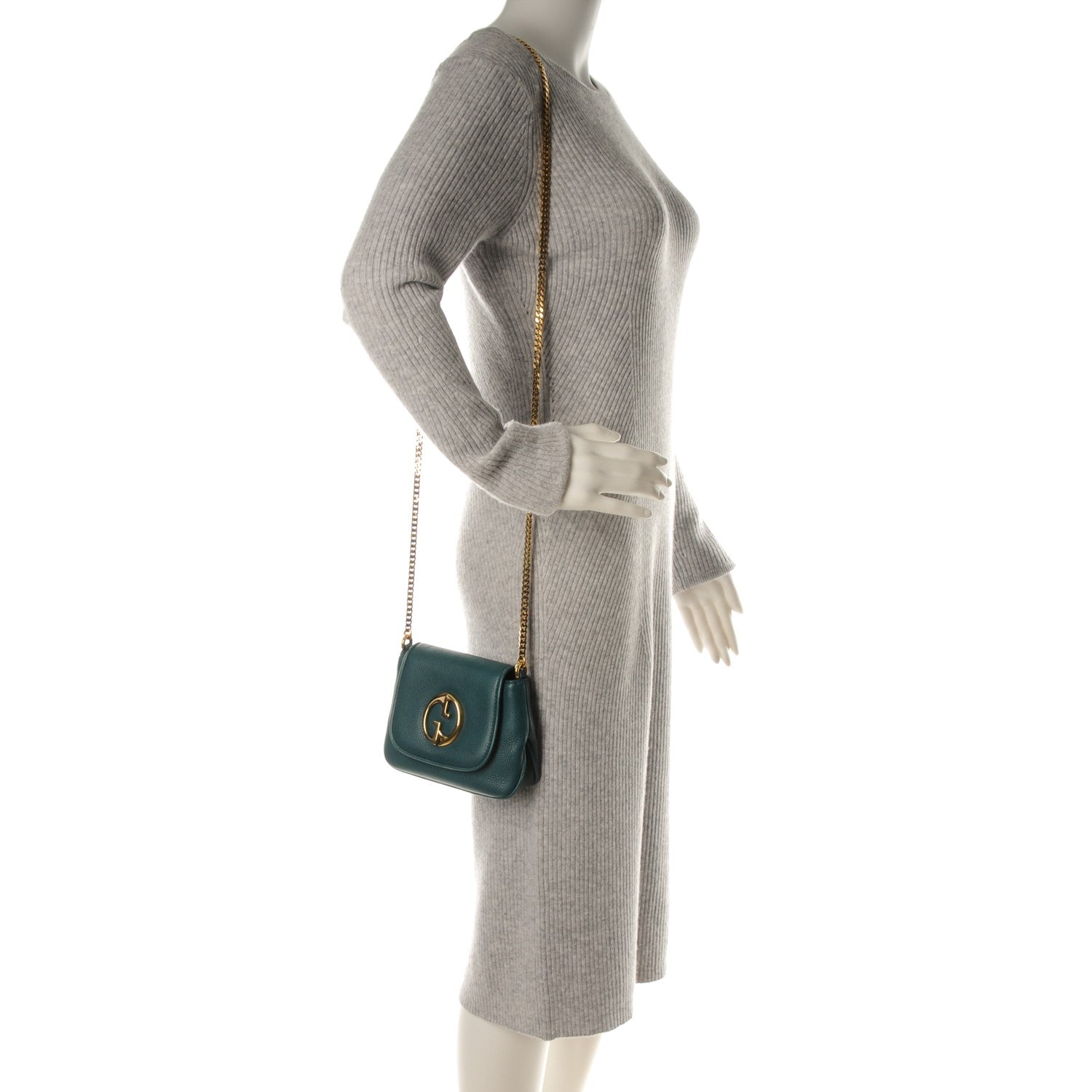 Gucci Dollar Calfskin Small 1973 Chain Shoulder Bag Deep Cobalt 2 of 7