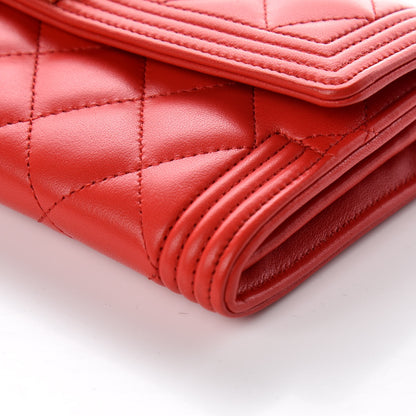 Chanel Lambskin Quilted Boy Flap Wallet Red 6 of 11