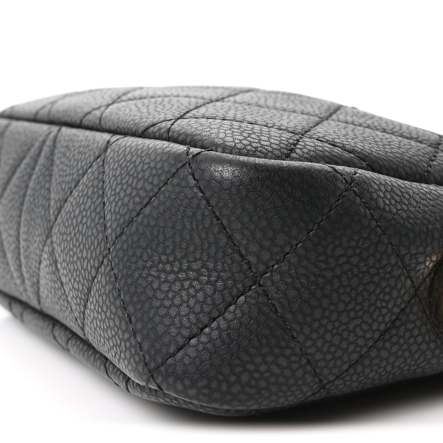 Iridescent Caviar Quilted Mini Coco Tassel Camera Case Black Black