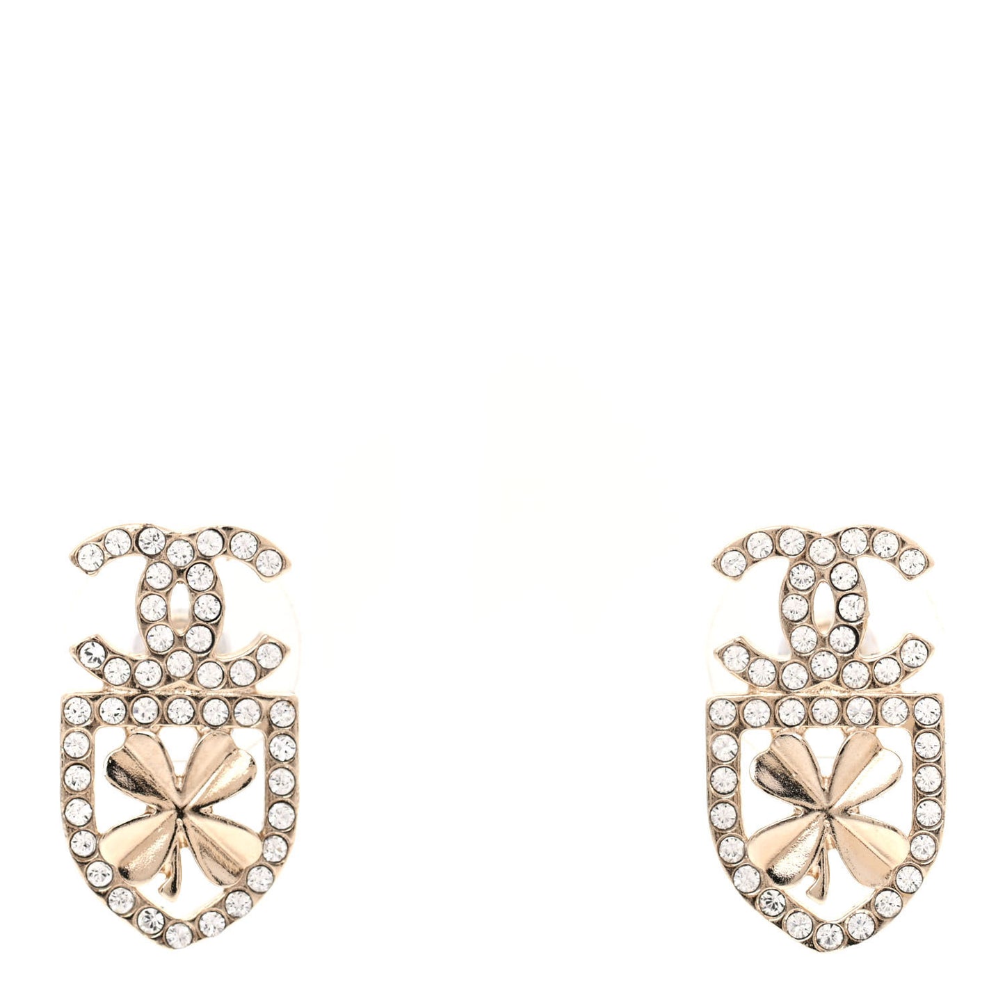 Crystal CC Sergeant Chanel Earrings Gold