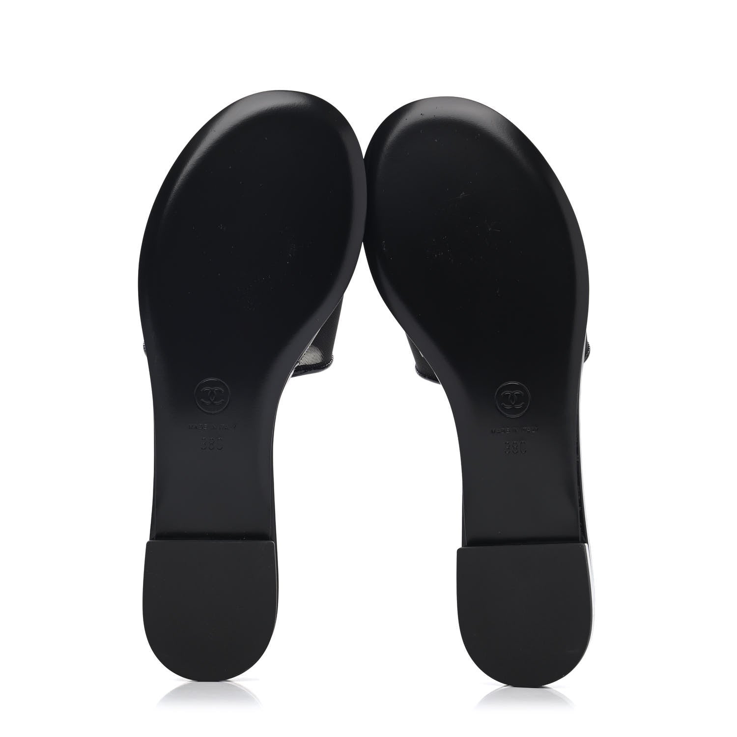 Chanel Mesh Patent Calfskin CC Mules 38 Black 4 of 4