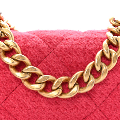 Chanel Tweed Quilted Large Chanel 19 Flap Pink 7 of 9