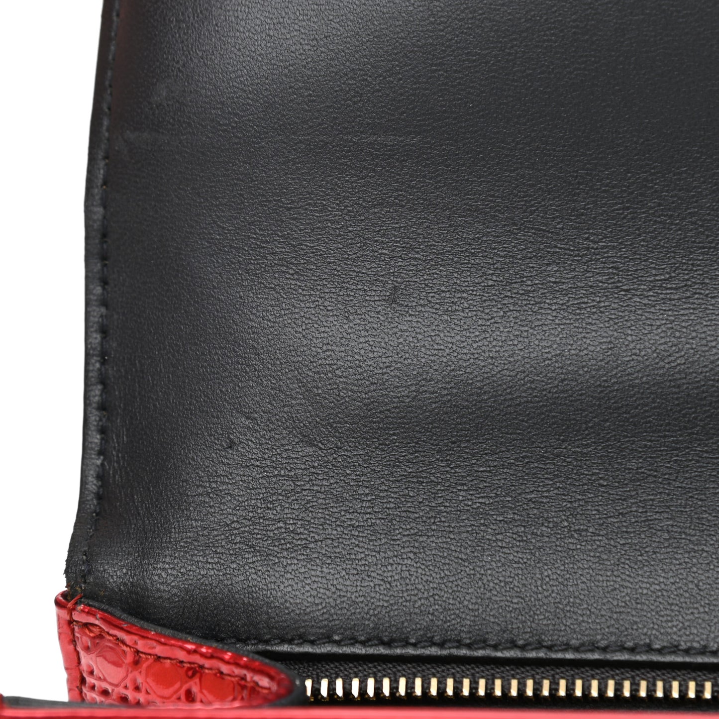Metallic Patent Micro-Cannage Small Diorama Flap Bag Red