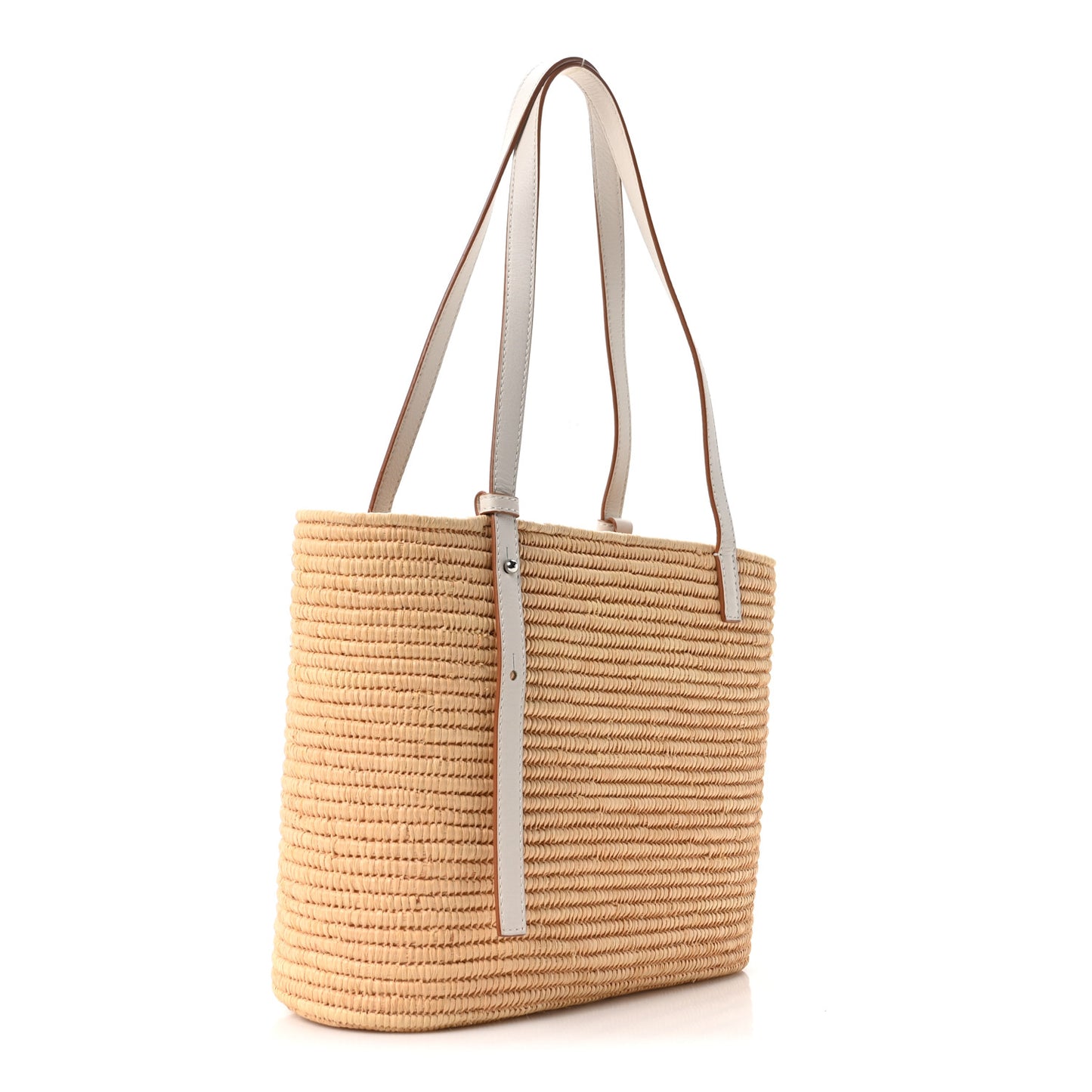 Raffia Square Small Basket Tote Bag Natural White