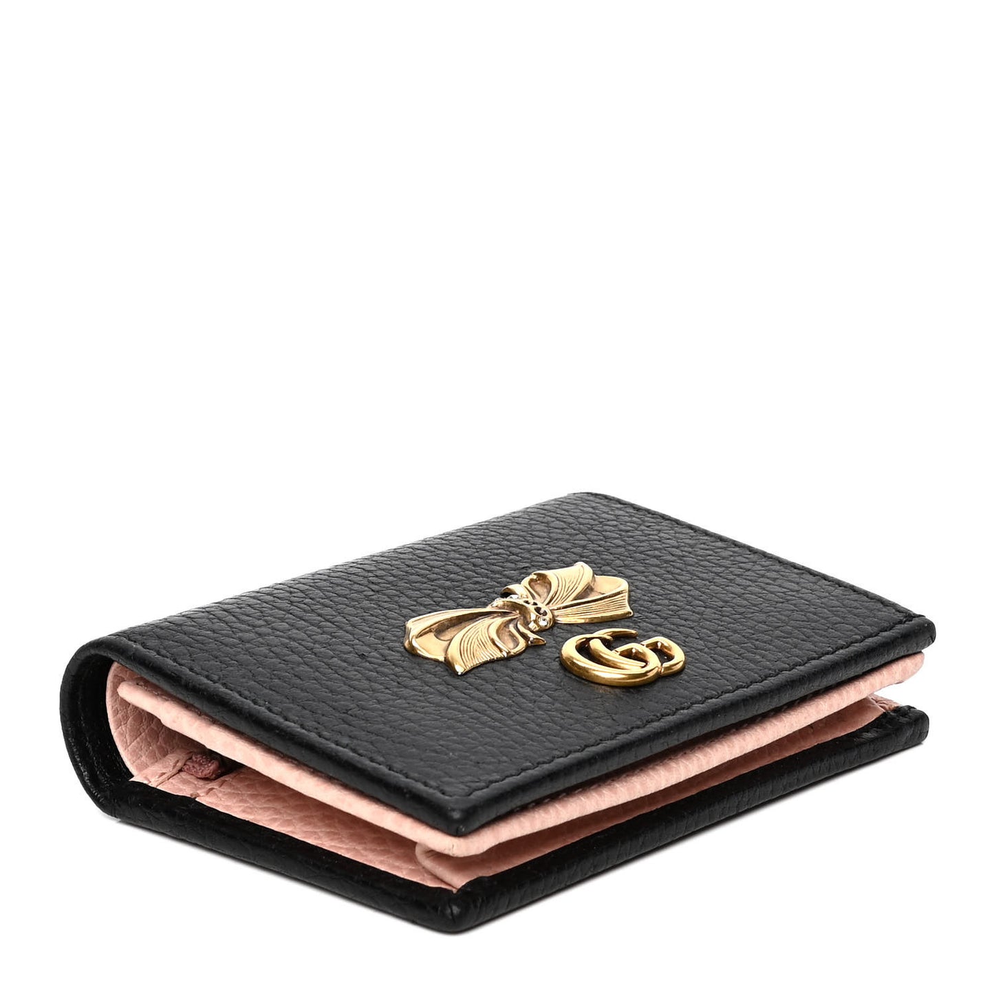 Calfskin GG Marmont Bow Card Case Black