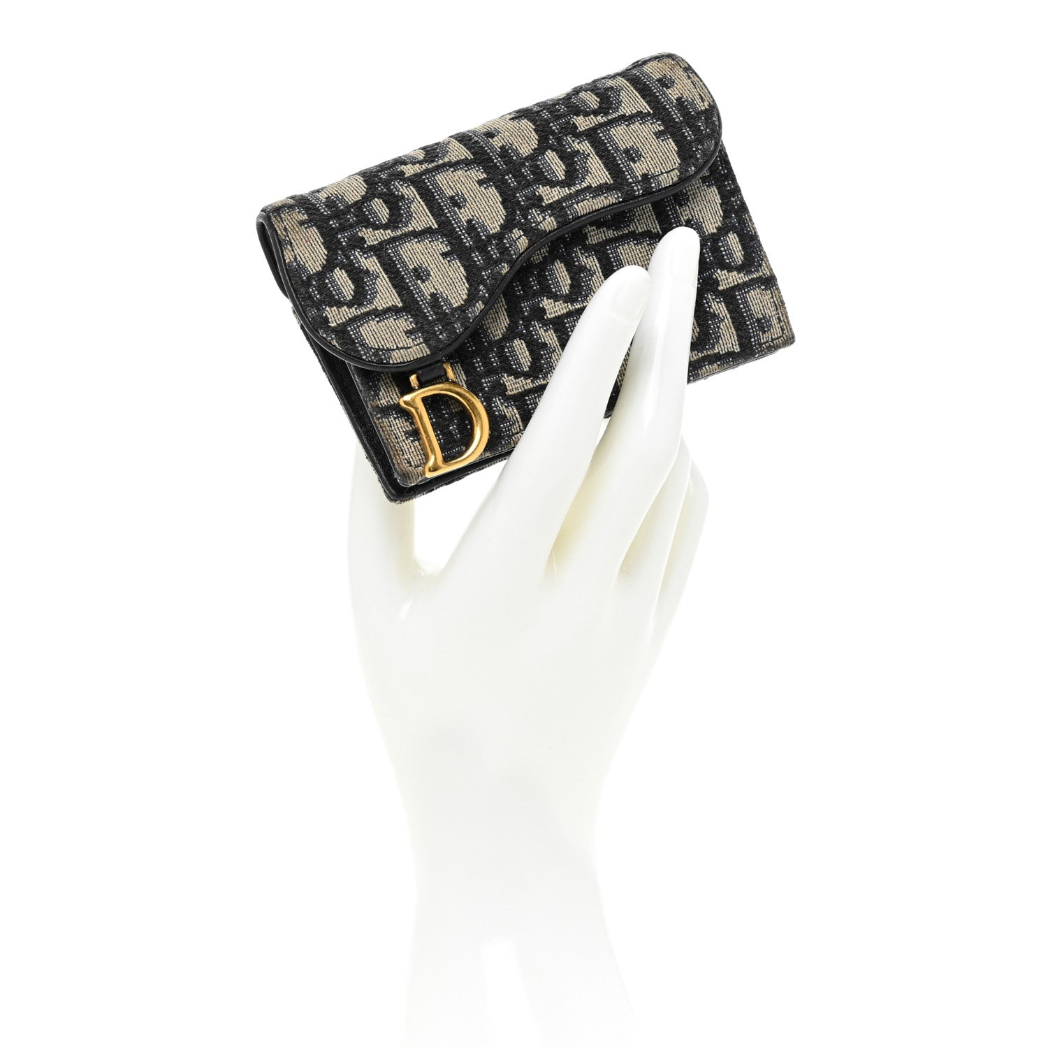 Christian Dior Oblique Saddle Card Holder Blue 2 of 7