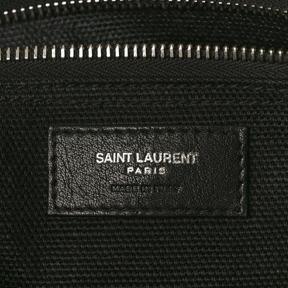 Saint Laurent Linen Calfskin Rive Gauche North South Tote White Black 6 of 8