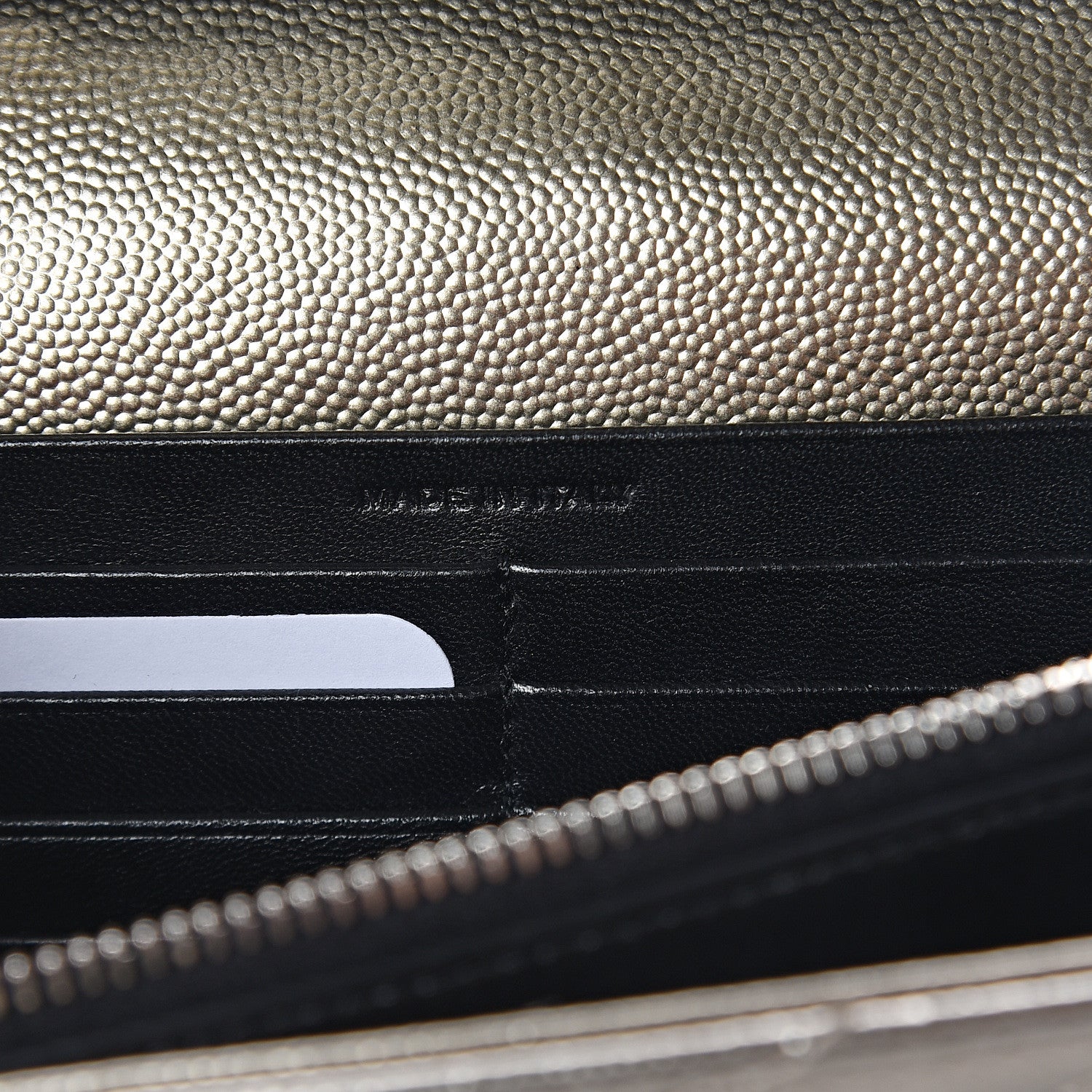 Saint Laurent Metallic Grain De Poudre Matelasse Chevron Monogram Chain Wallet Piombo 5 of 8