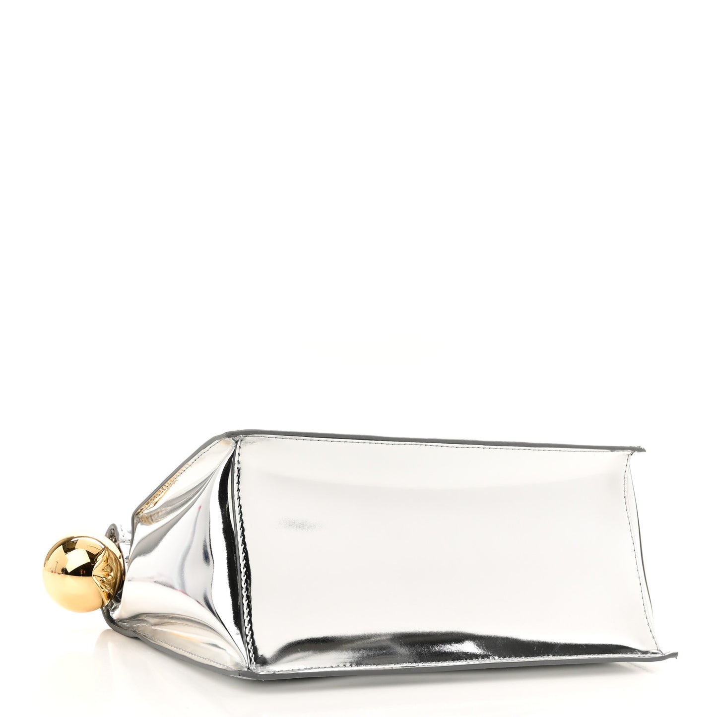 Metallic Patent Calfskin La Pochette Rond Carre Silver