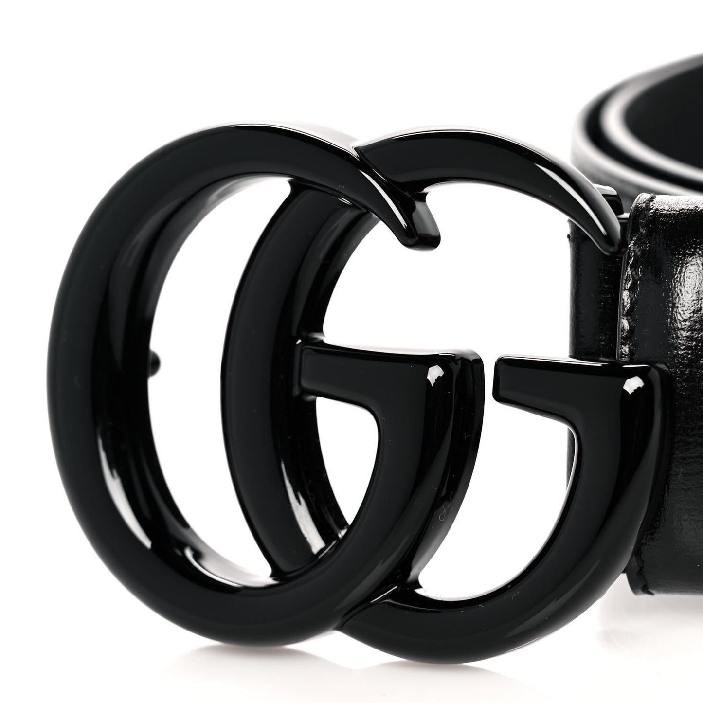 Azalea Calfskin Enamel Monochrome Double G 40mm Belt 85 34 Black
