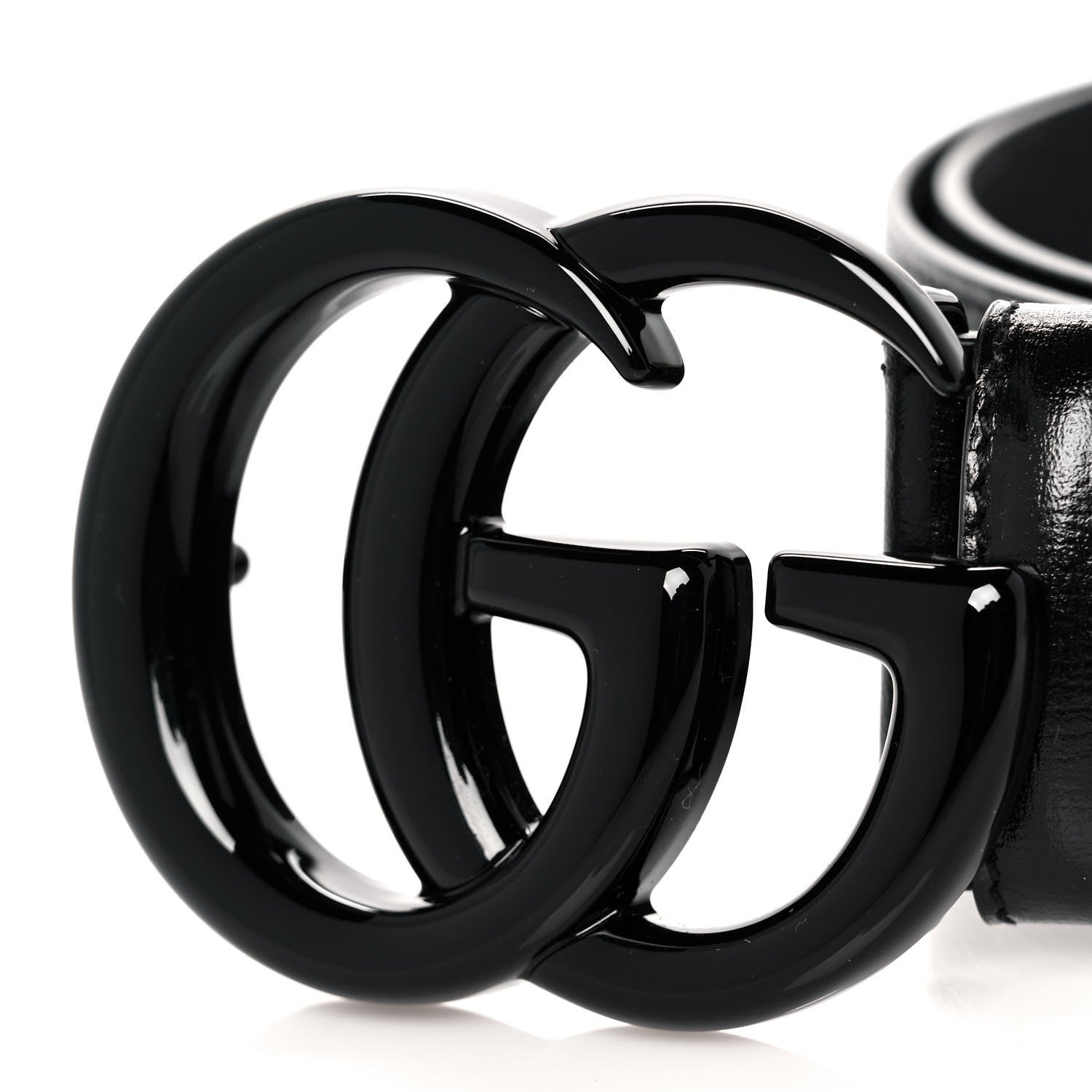 Gucci Azalea Calfskin Enamel Monochrome Double G 40mm Belt 85 34 Black 5 of 5