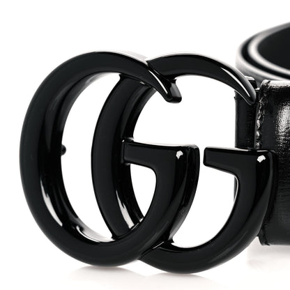 Gucci Azalea Calfskin Enamel Monochrome Double G 40mm Belt 85 34 Black 5 of 5