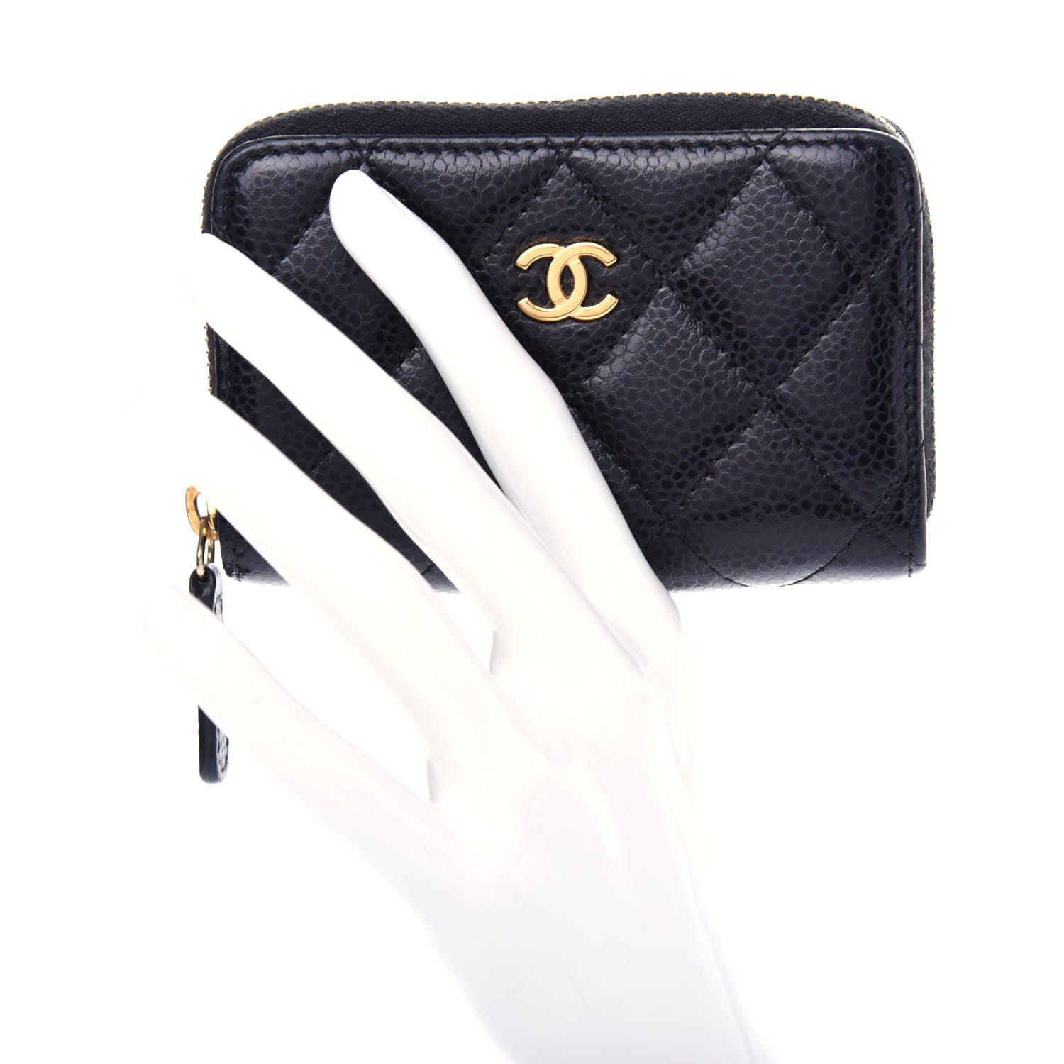 Chanel Caviar Quilted Zip Coin Purse Black 2 of 8