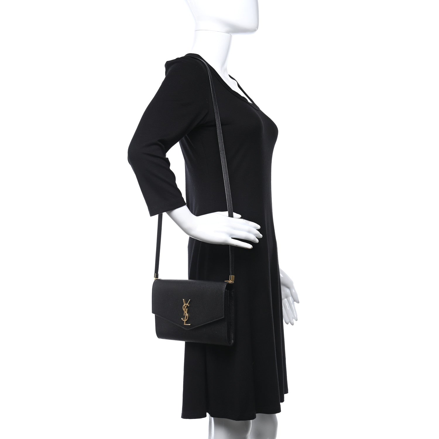 Saint Laurent Grain De Poudre Mini Uptown Crossbody Bag Black 2 of 14
