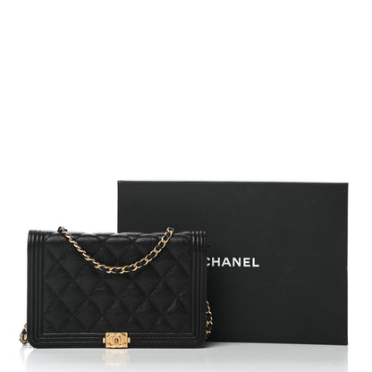 Chanel Caviar Quilted Boy Wallet On Chain WOC Black 12 of 12