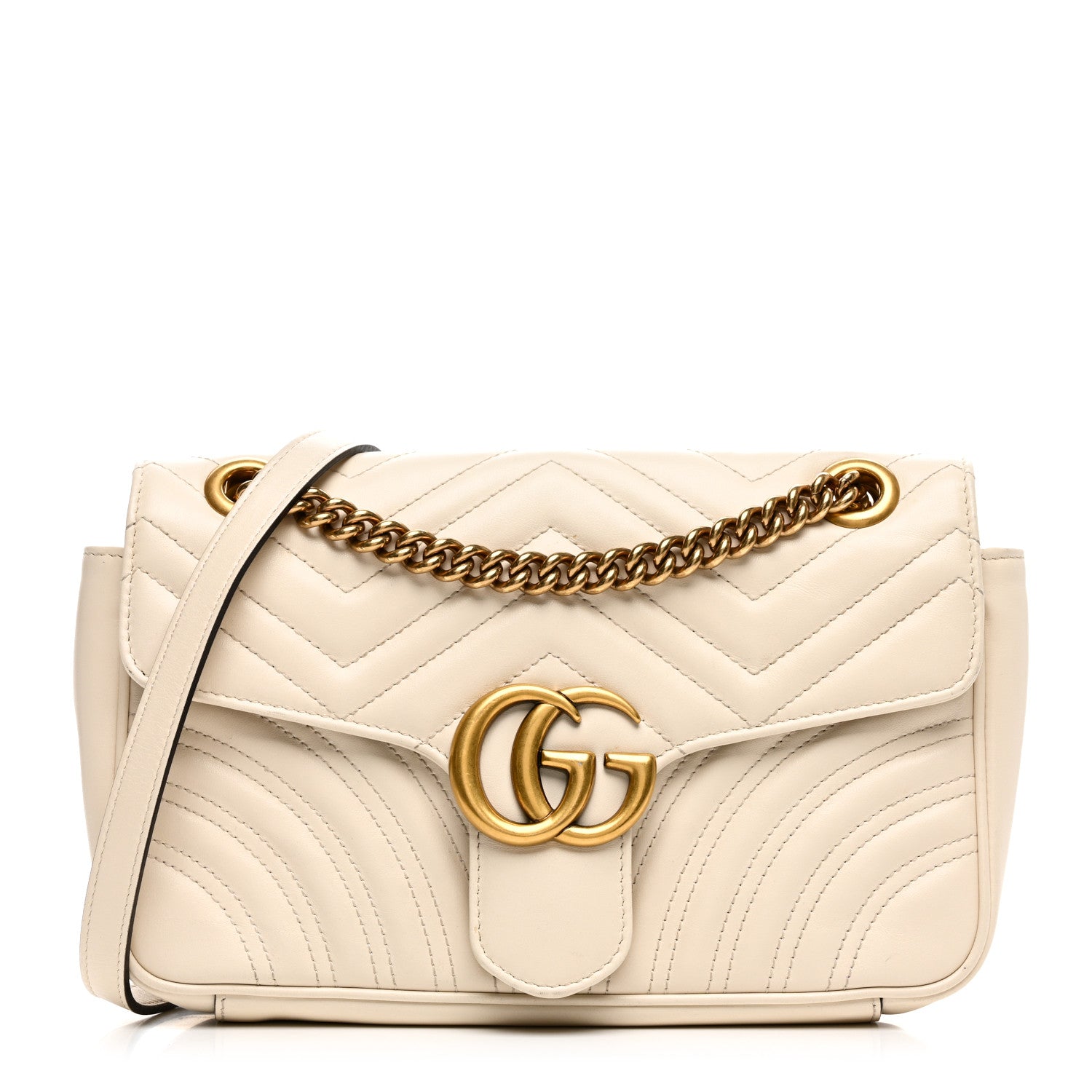 Gucci Calfskin Matelasse Small GG Marmont Shoulder Bag White 1 of 10