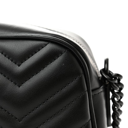 Gucci Calfskin Matelasse Monochrome Small GG Marmont Chain Shoulder Bag Black 9 of 13