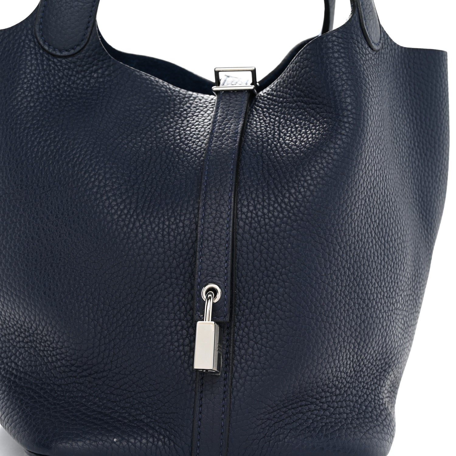 Hermes Taurillon Clemence Swift Eclat Picotin Lock 22 MM Bleu Nuit Bleu Electrique 8 of 10