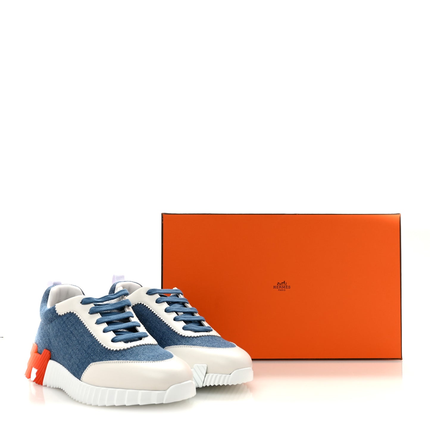Denim Suede Goatskin Bouncing Sneakers 40.5 Bleu Clair White