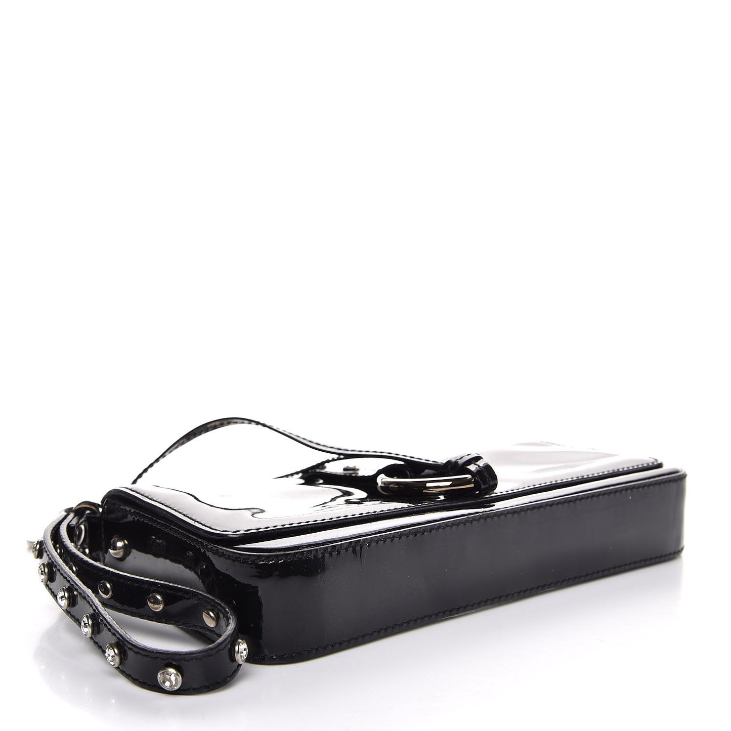 Patent Crystal Clutch Black