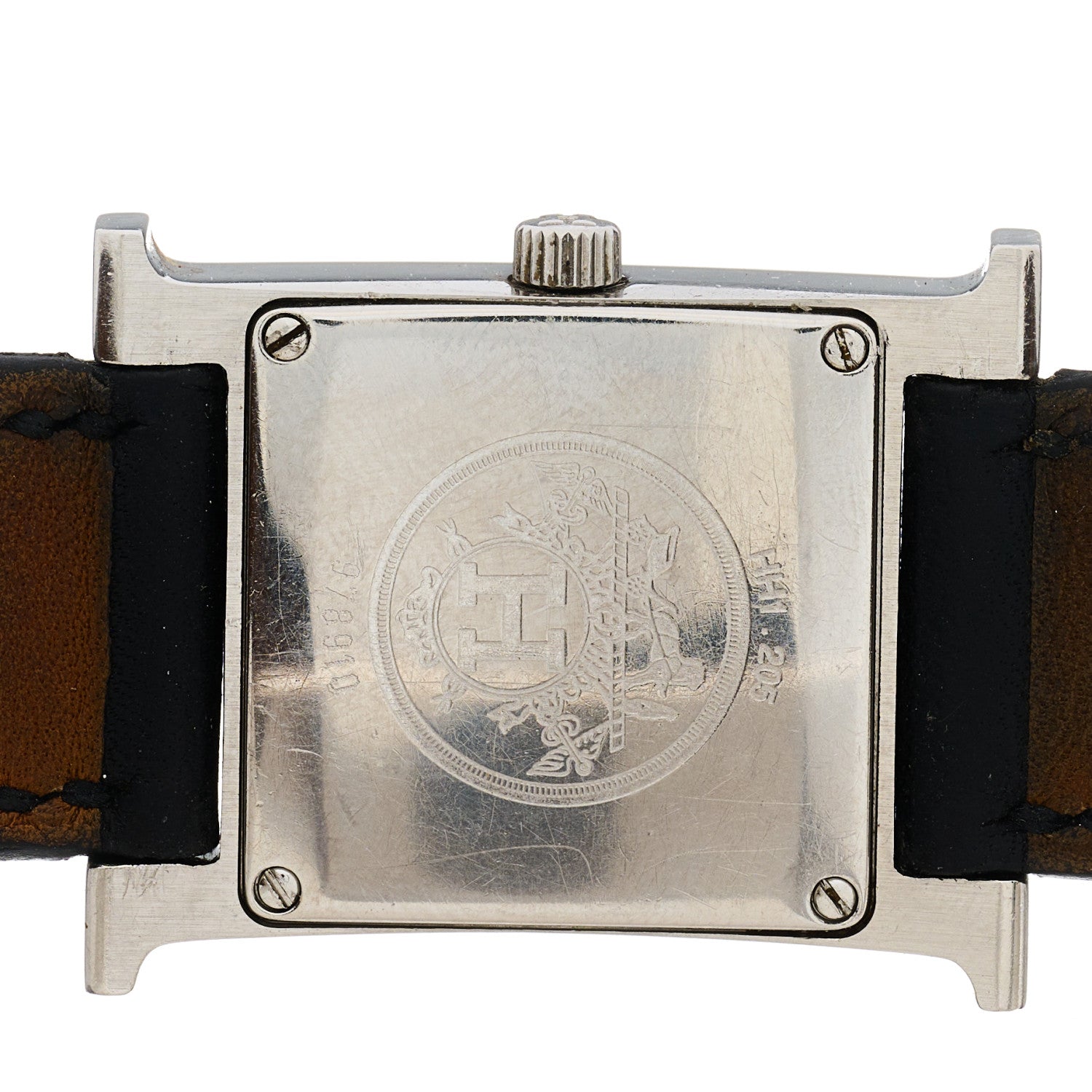 Hermes Stainless Steel Barenia 21mm Heure H Hour Double Tour Quartz Watch Noir 4 of 5