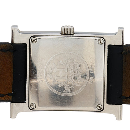 Hermes Stainless Steel Barenia 21mm Heure H Hour Double Tour Quartz Watch Noir 4 of 5