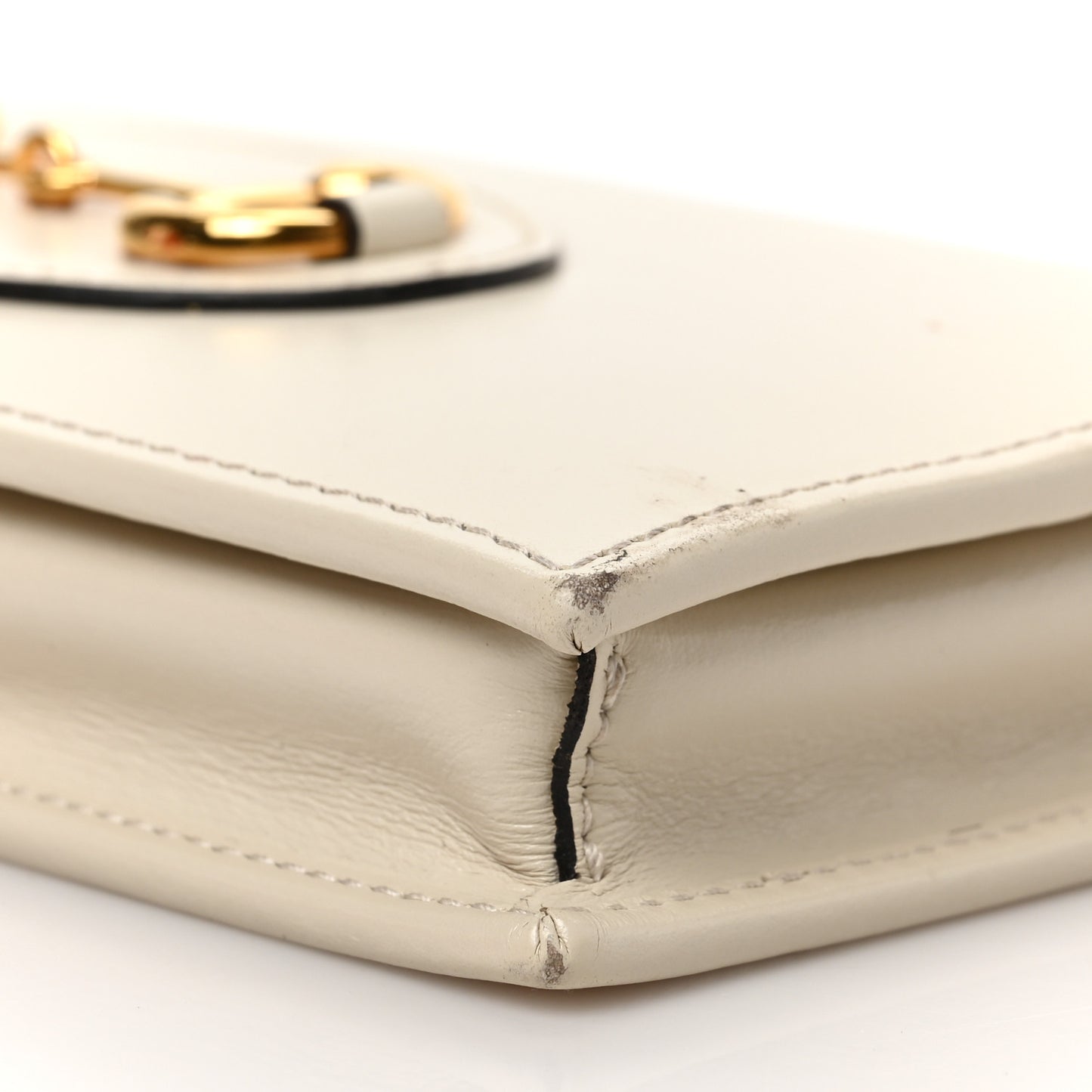 Boarded Plutone Calfskin Horsebit 1955 Wallet On Chain Mystic White