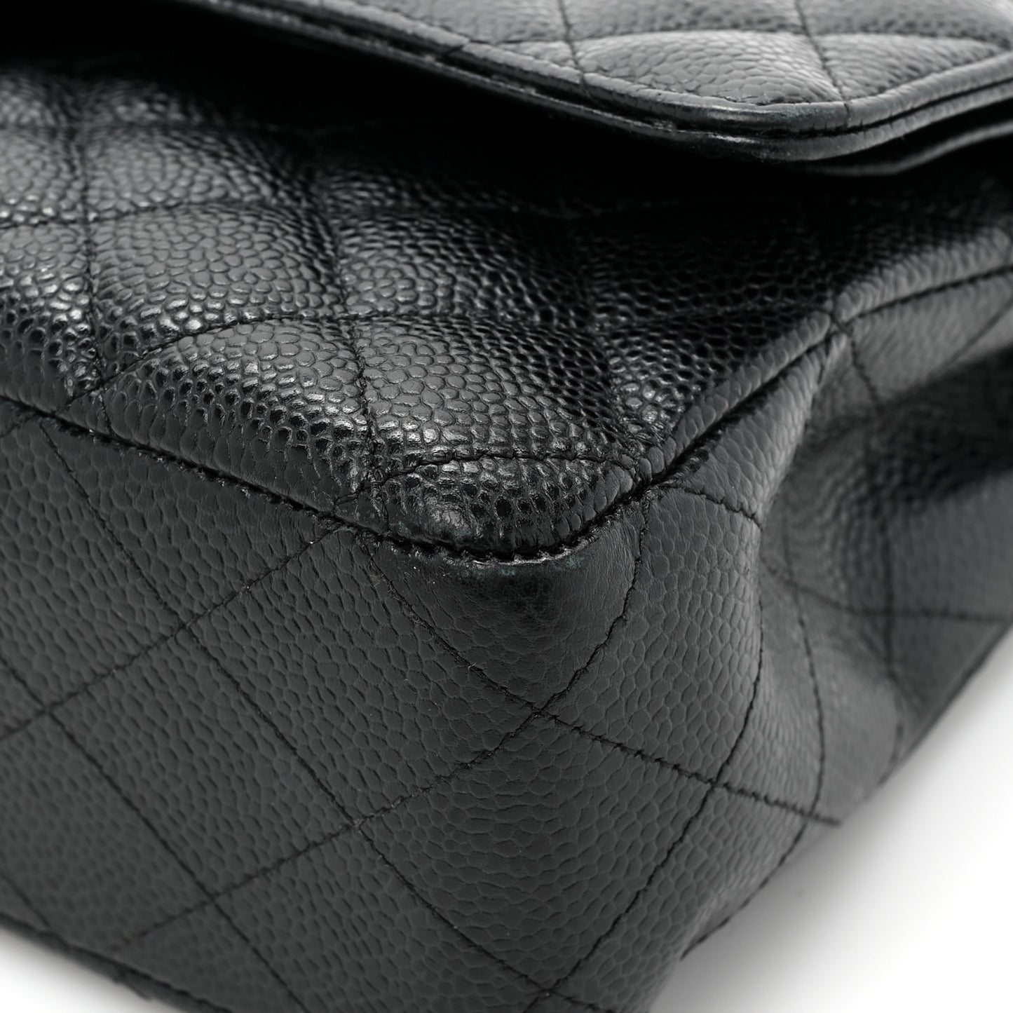 Caviar Quilted Medium Double Flap Black