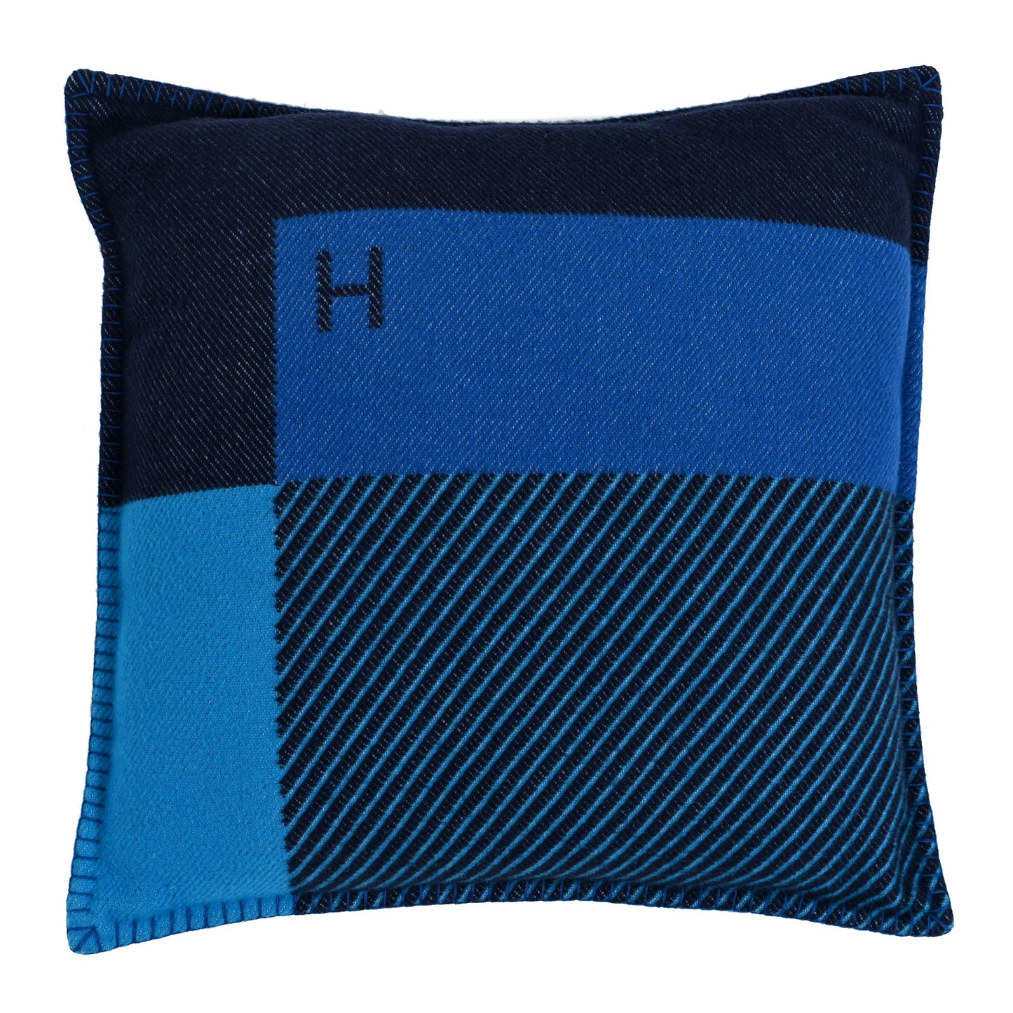 Wool Cashmere H Riviera Pillow Bleu Paon