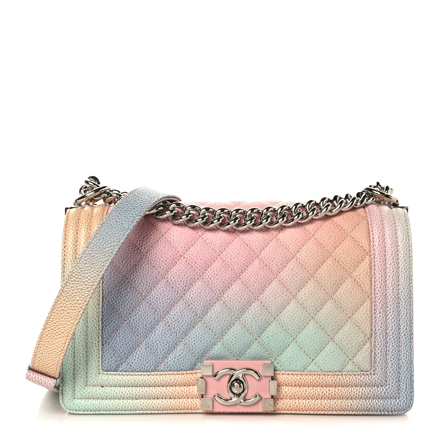 Caviar Quilted Medium Cuba Rainbow Boy Flap Multicolor