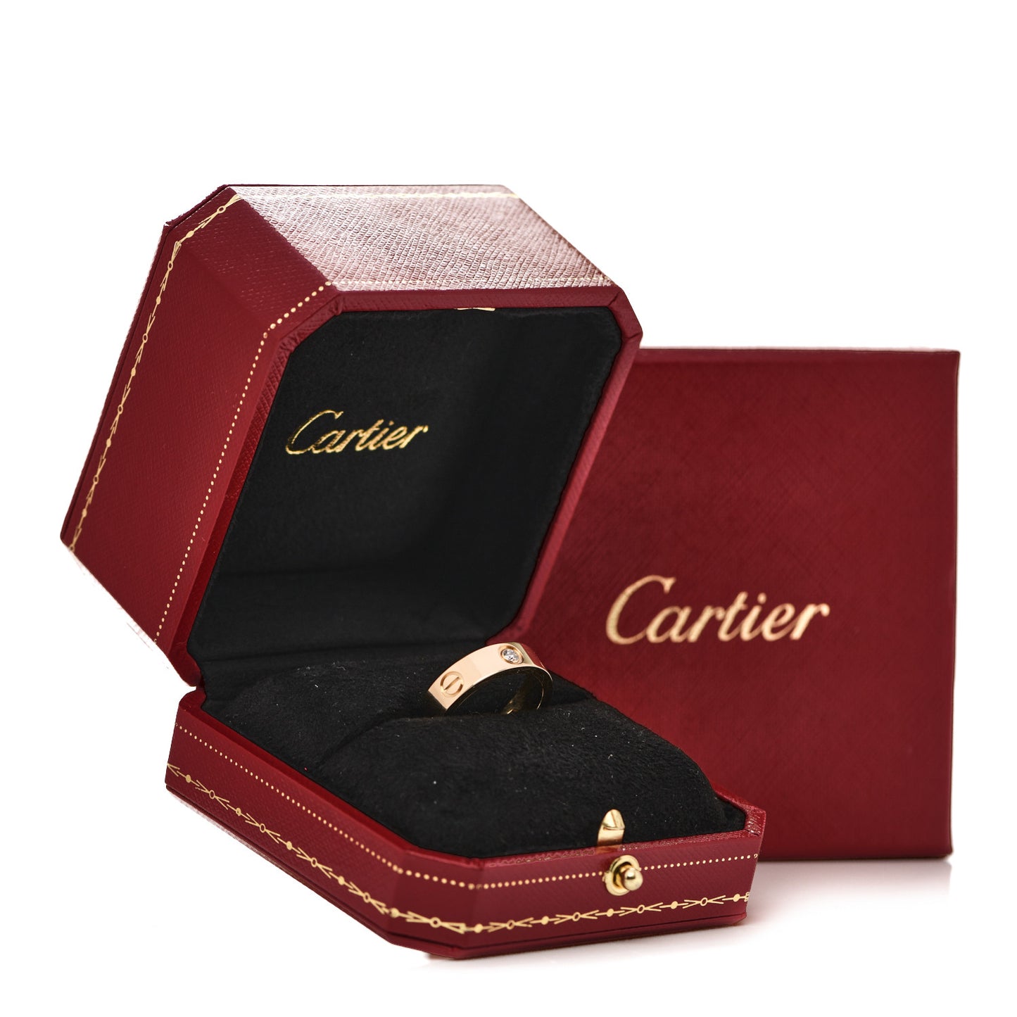 18K Yellow Gold 3 Diamond 5.5mm LOVE Ring 55 7.25