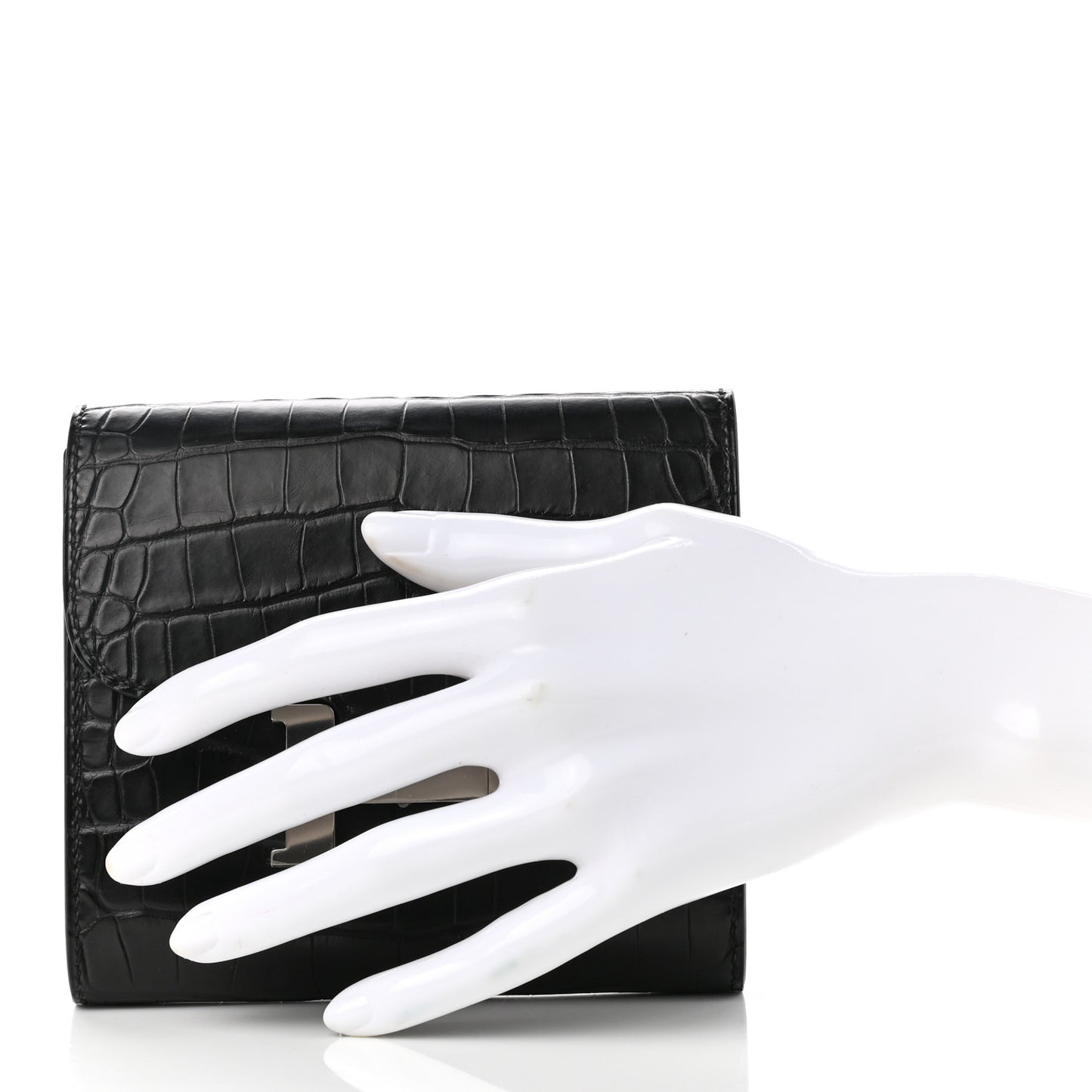 Matte Alligator Constance Short Wallet Black