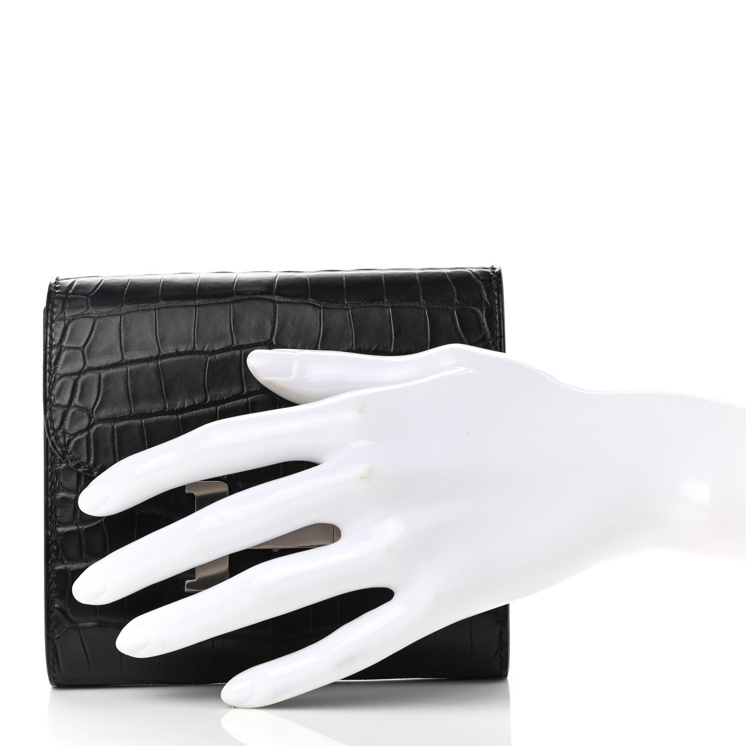 Hermes Matte Alligator Constance Short Wallet Black 2 of 8
