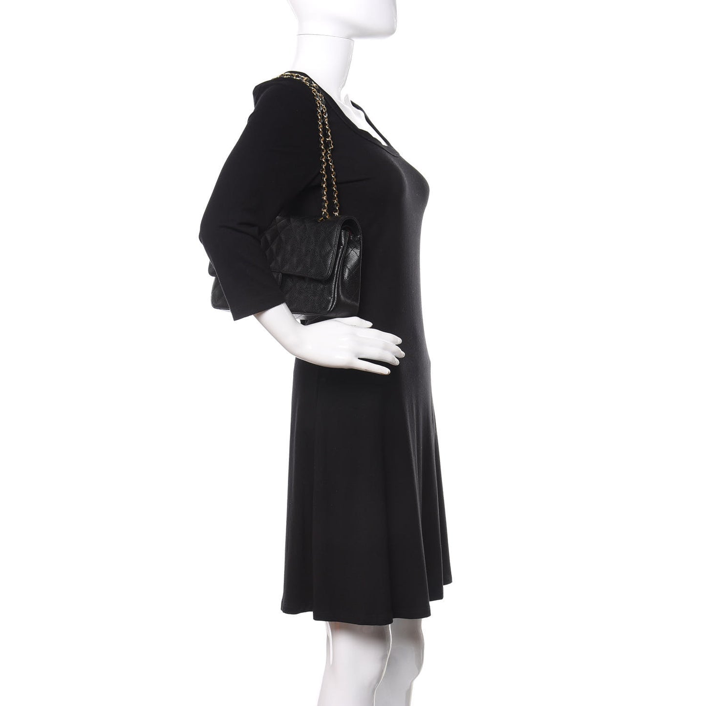 Caviar Quilted Medium Double Flap Black