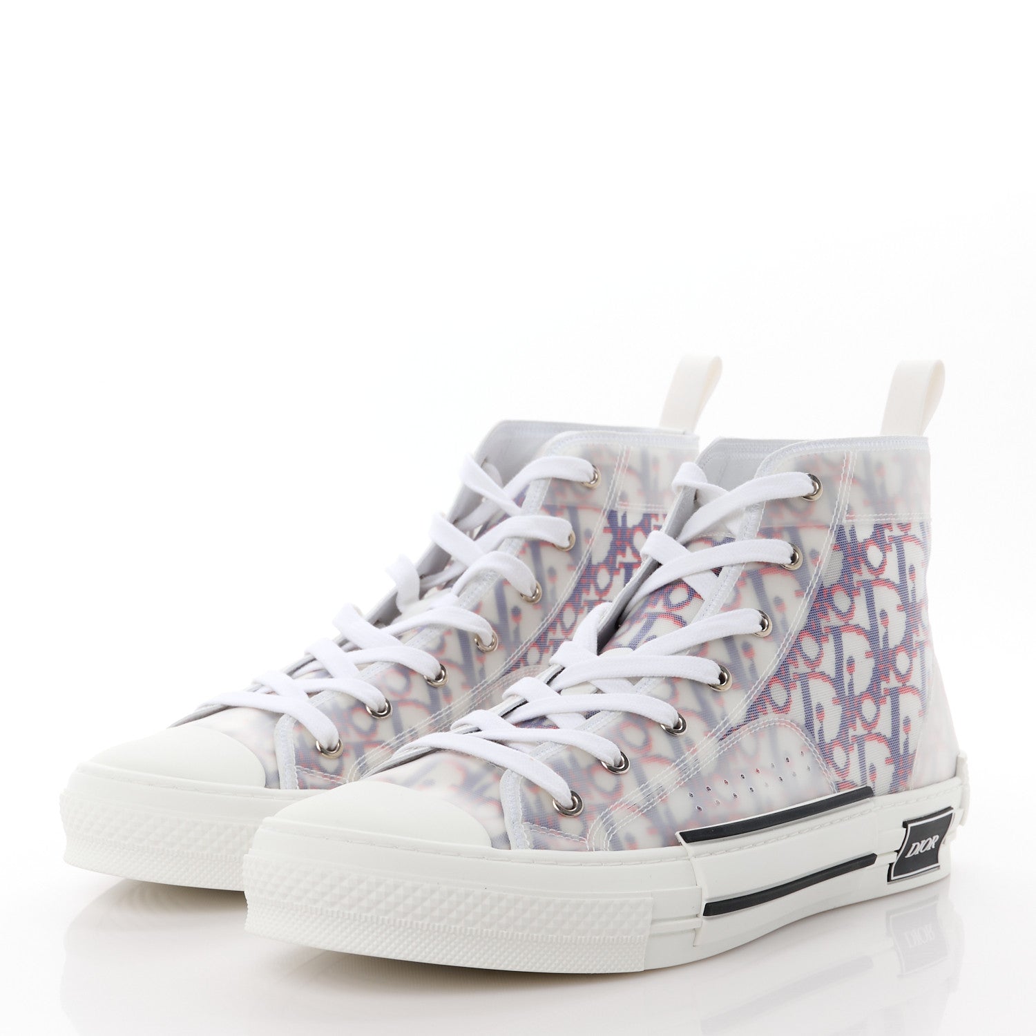 Christian Dior Technical Canvas Oblique Mens B23 High Top Sneakers 44 Blue Red 3 of 10
