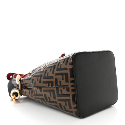 Fendi Vitello Grace F is Fendi Bi-Color FF 1974 Embossed Grande Mon Tresor Bucket Bag Maya Black Fragola 4 of 13
