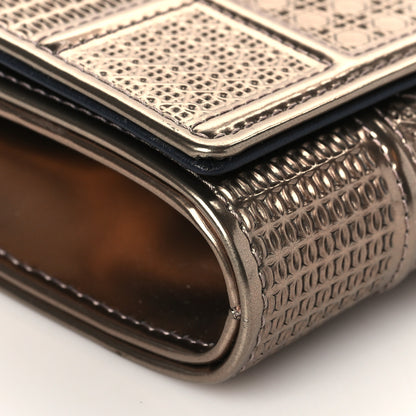 Christian Dior Metallic Patent Micro-Cannage Diorama Croisiere Chain Wallet Champagne 8 of 9