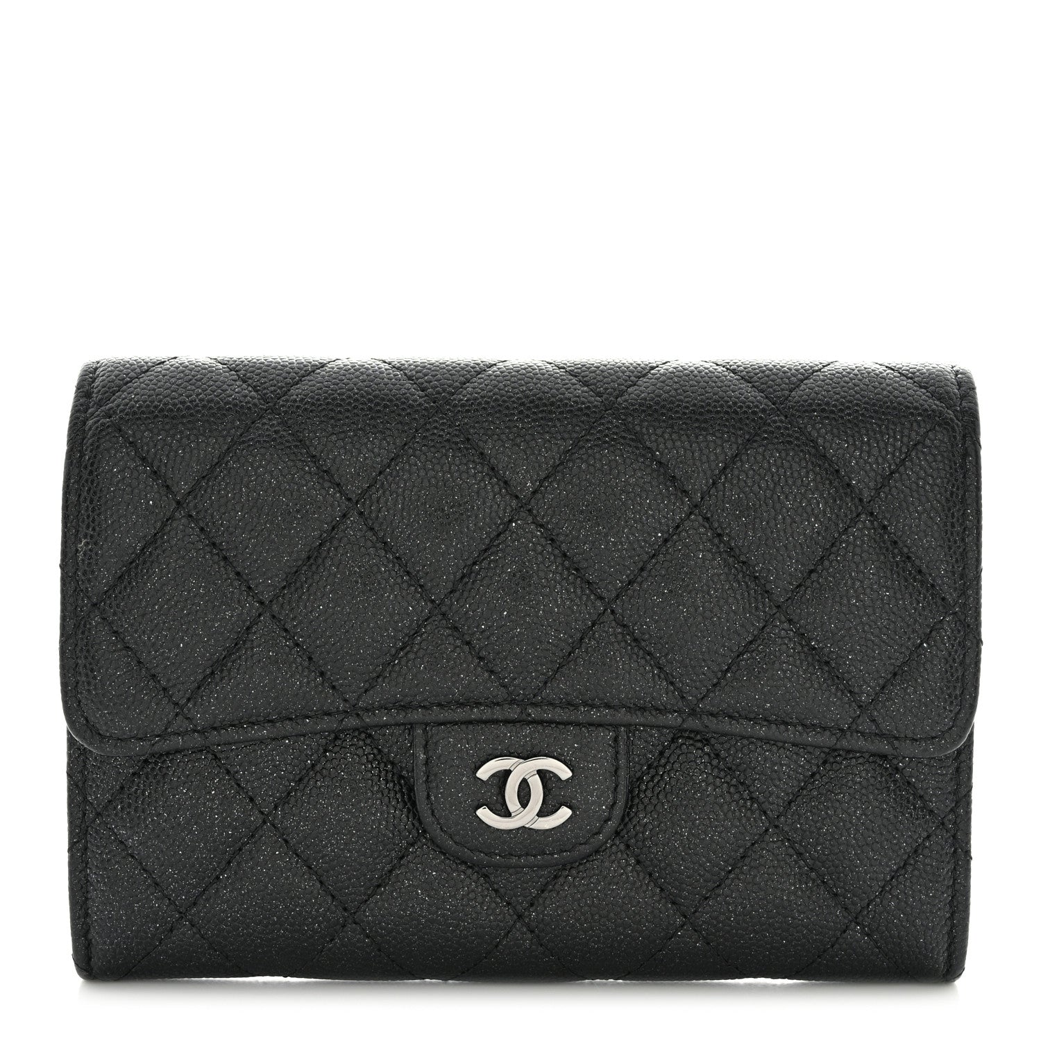 Chanel Iridescent Caviar Quilted Medium Flap Wallet Black 1 of 8