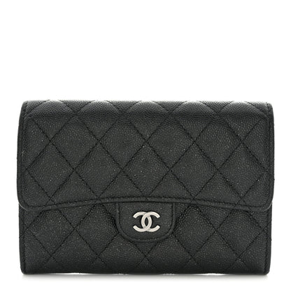 Chanel Iridescent Caviar Quilted Medium Flap Wallet Black 1 of 8