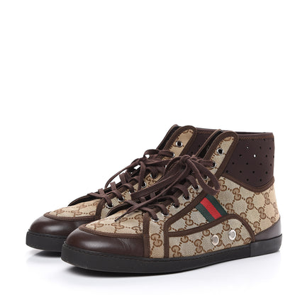 Gucci GG Monogram Web Mens High Top Sneakers 9 Brown 3 of 9