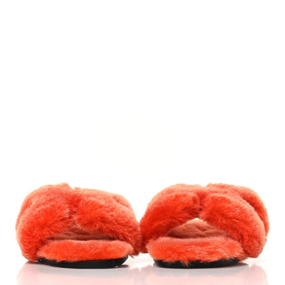 Hermes Woolskin Oran Sandals 35.5 Orange 2 of 8