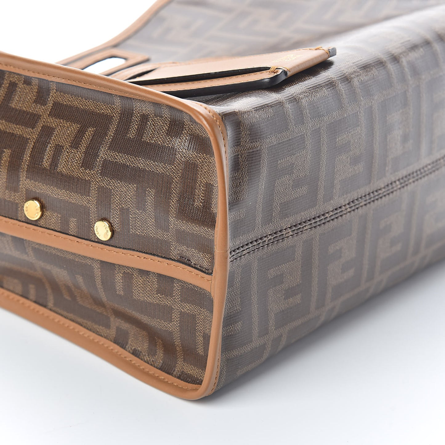 Glazed Fabric Vitello Century FF 1974 Stamp Patch Mini Peekaboo Defender Cover Mogano Panna Caramello