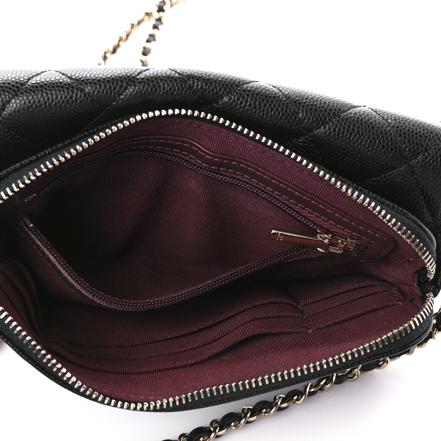 Caviar Quilted Flap Phone Holder With Chain Black