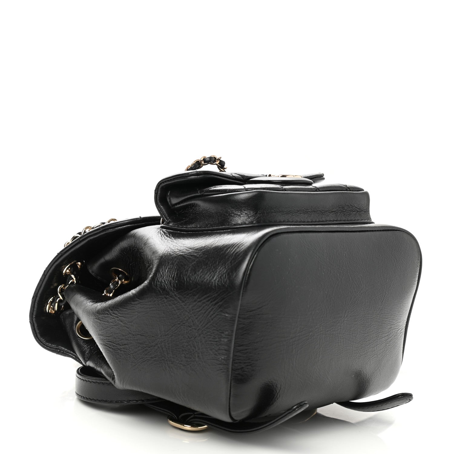 Chanel Glazed Aged Calfskin Quilted Small Duma Drawstring Backpack Black 4 of 11