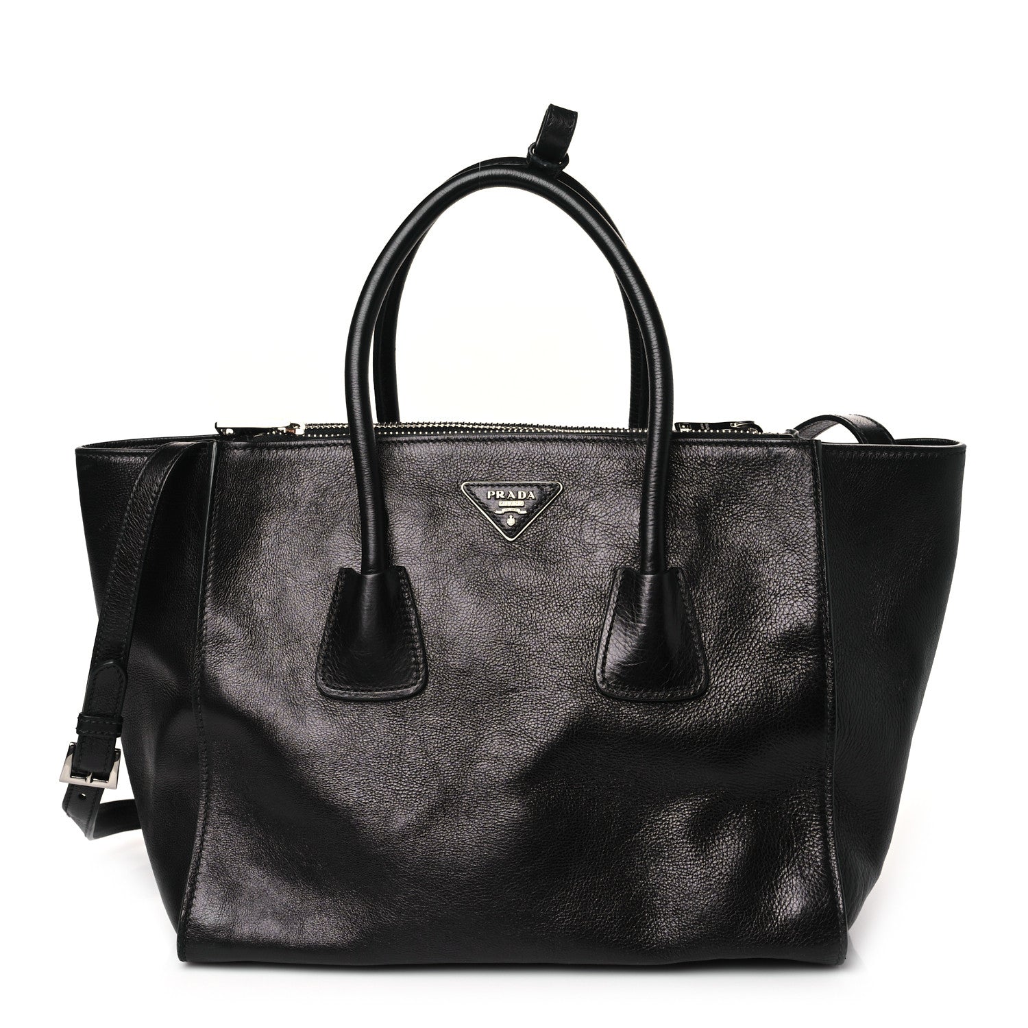 Prada Glace Calf Twin Pocket Tote Black 1 of 8