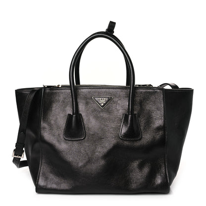 Prada Glace Calf Twin Pocket Tote Black 1 of 8