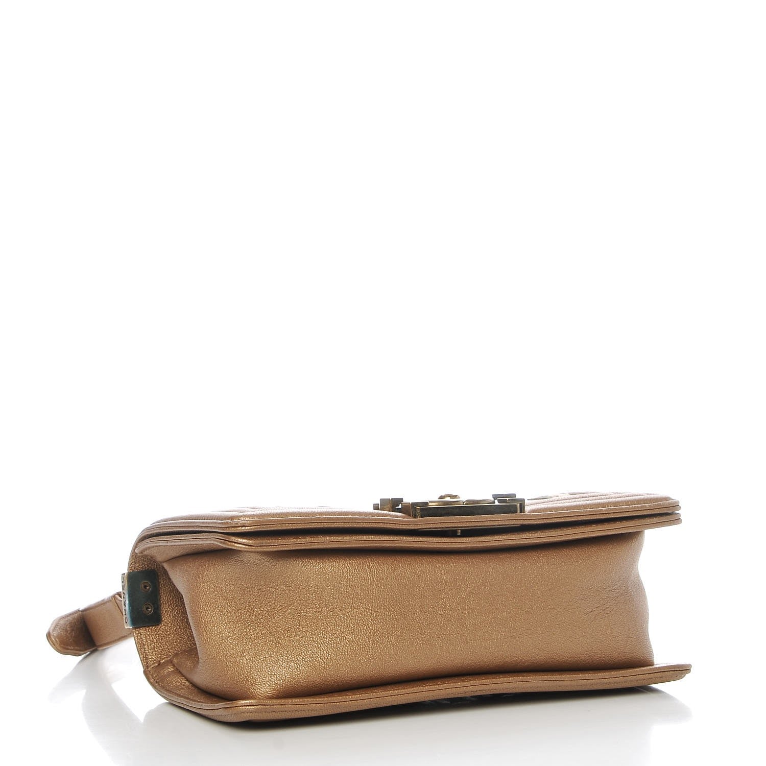 Chanel Metallic Lambskin Small Golden CC Boy Flap Dark Gold 4 of 7